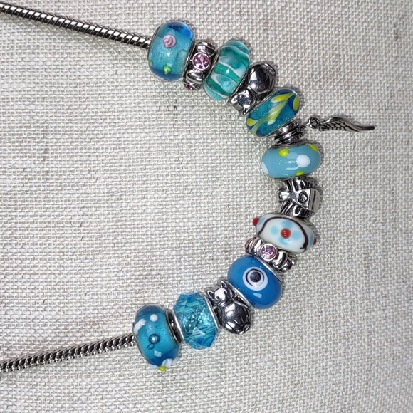 Art Glass Charm Bead Necklace - Picture 1 of 3